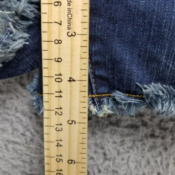 Torrid Shorts Womens 12 Medium Wash Floral Stretch Mid Rise Frayed Hem Denim - Picture 9 of 15